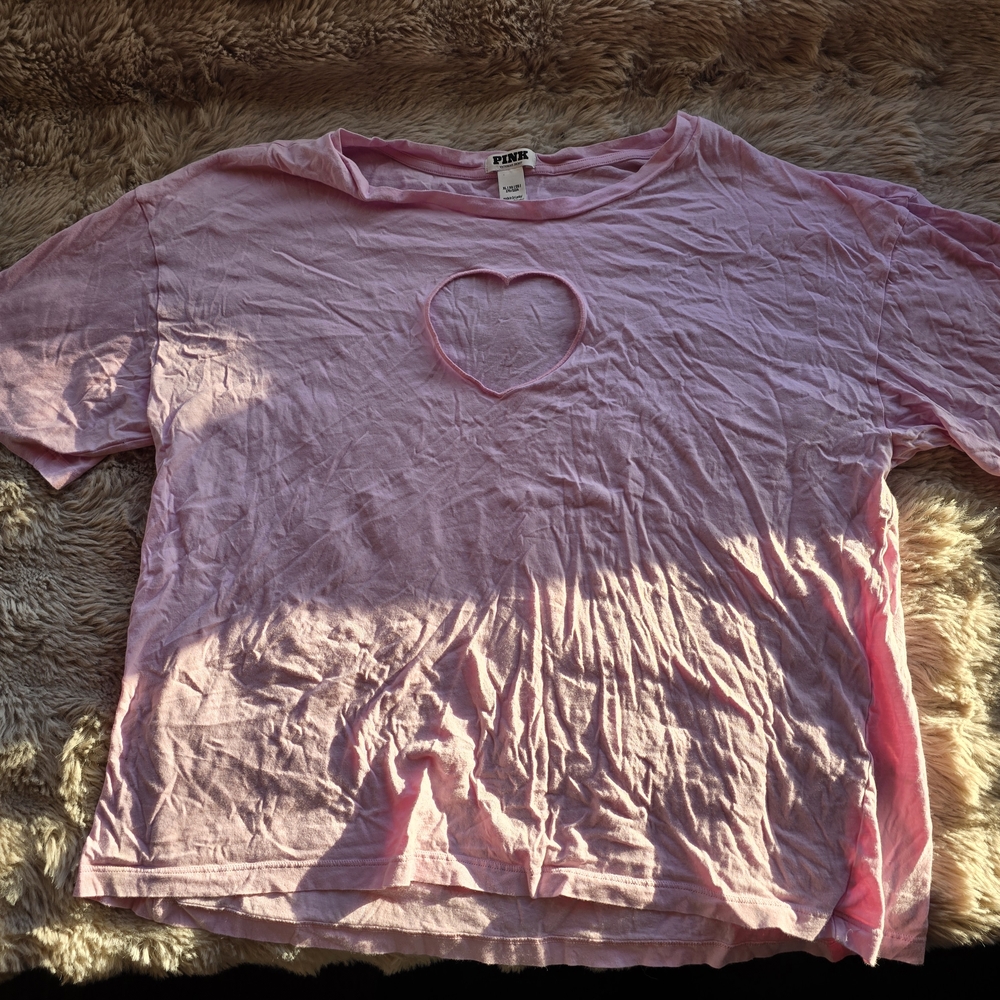 Vs pink heart cut out tshirt